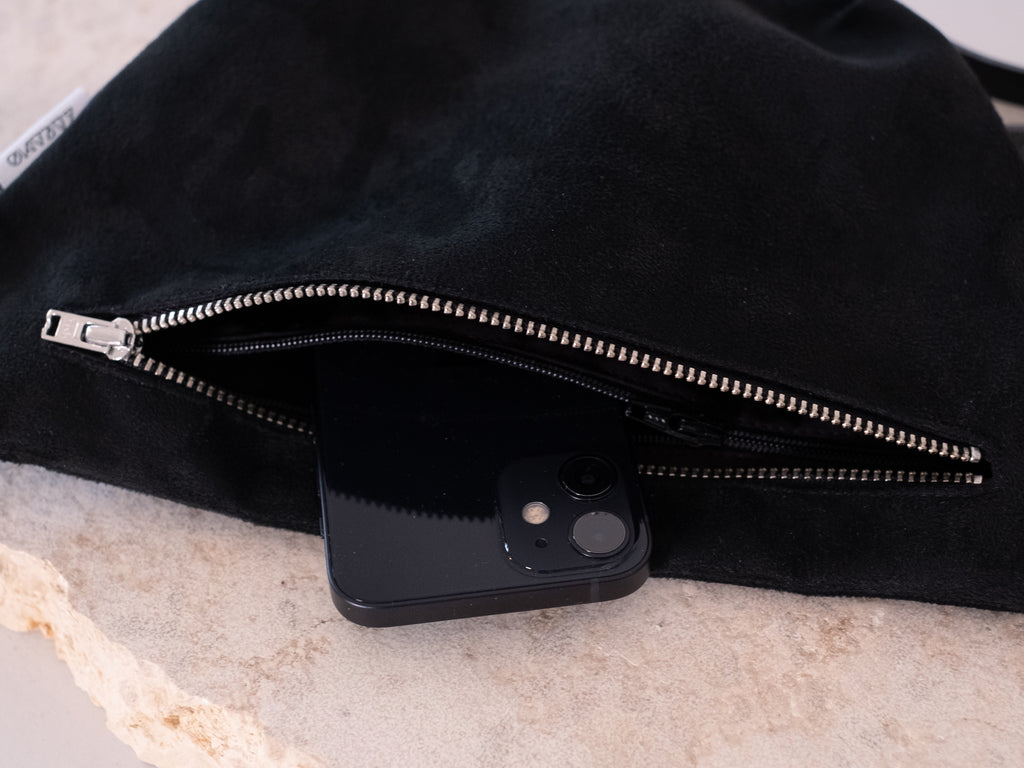 Bauchtasche schwarz flach